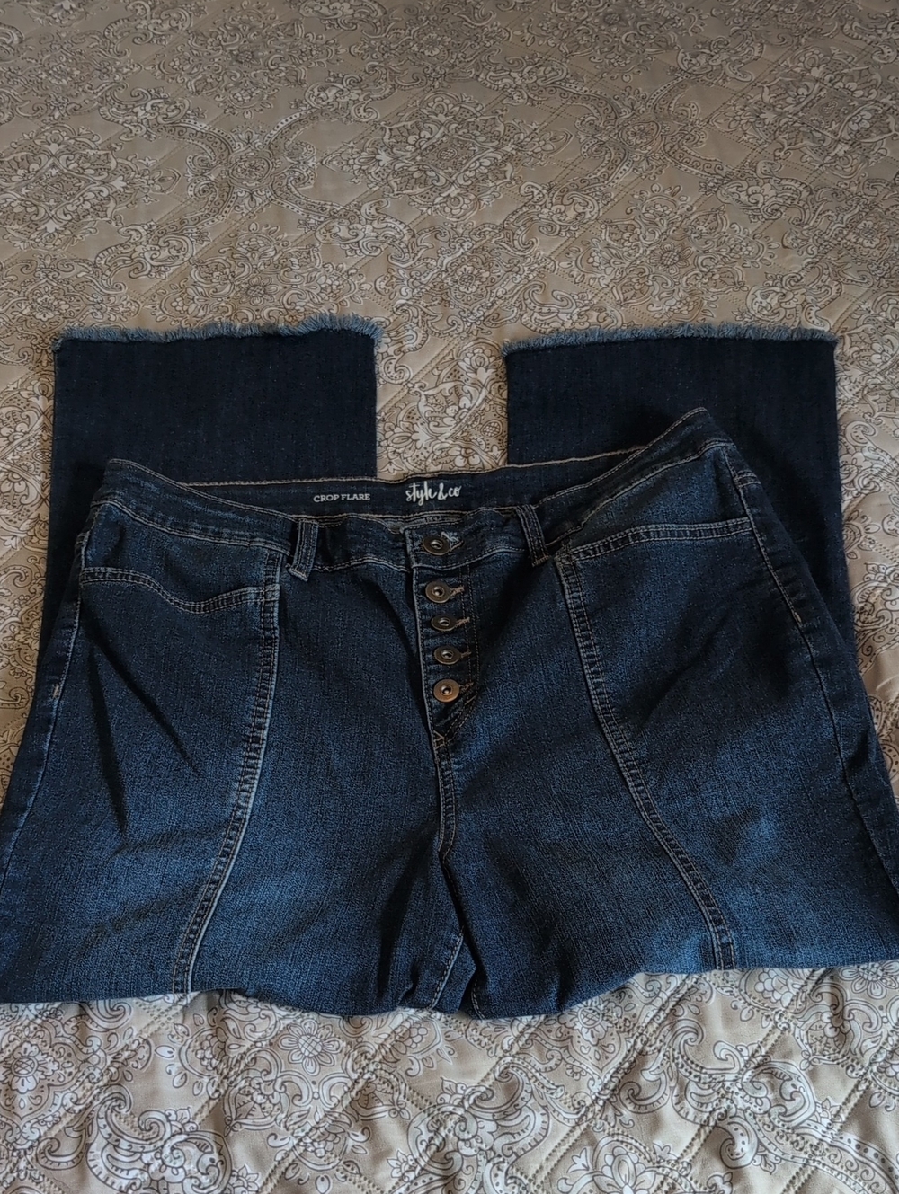 Style & Co. Dark Blue Crop Flare Jeans